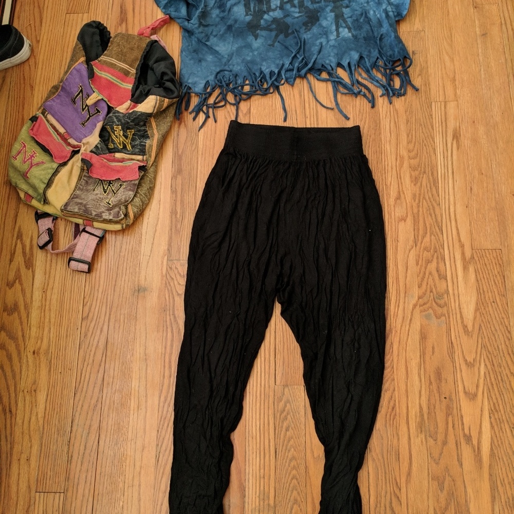 FESTIVAL READY! Black harem pants with free bag
